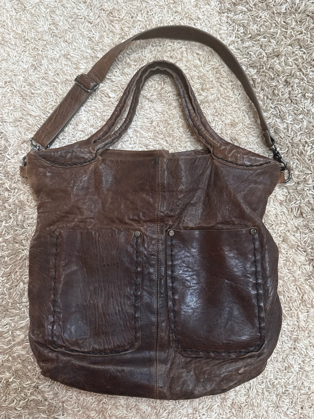 7Chi genuine leather boho crossbody bag. Two handles and strap. Anthropology bag